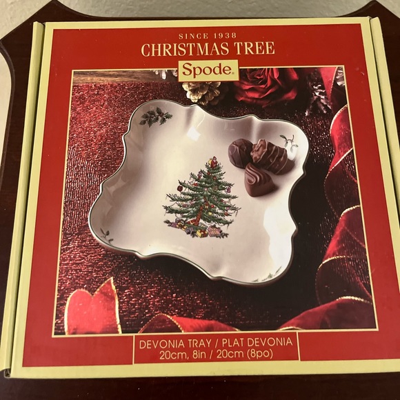 712. NIB SPODE CHRISTMAS TREE DEVONIA TRAY - Picture 2 of 7